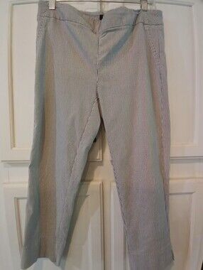 Massimo Fabbro Italy White & Blue Striped Ankle Trousers Size 10